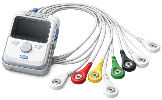Monitor Holter con sus electrodos